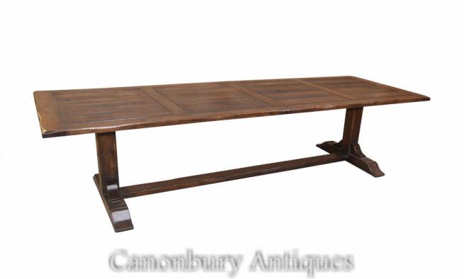 Farmhouse Oak Refectory Table Kitchen Trestle