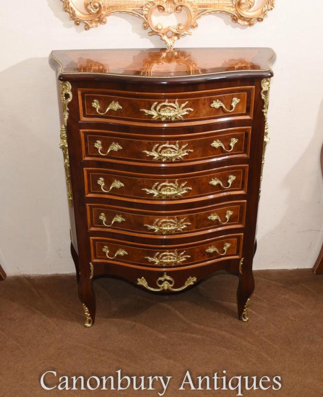 French Empire Walnut Chest of Drawers Tall Boy Commode
