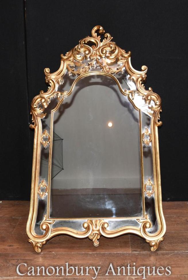 French Rococo Gilt Pier Mirror Glass Mirrros