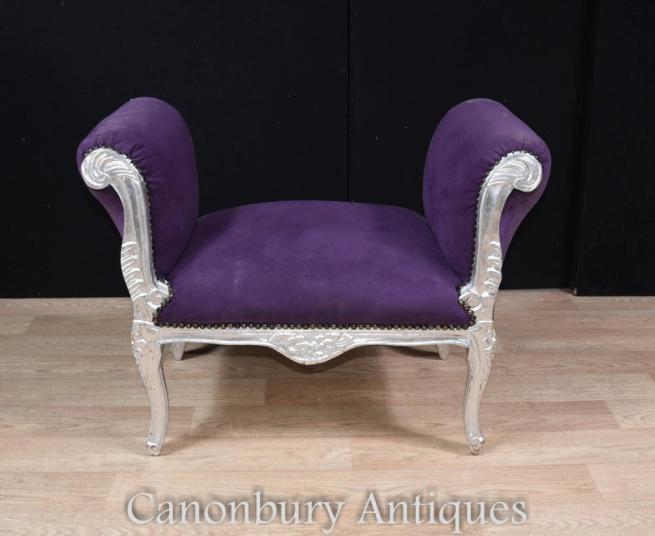 French Silver Gilt Stool Window Seat Louis XVI
