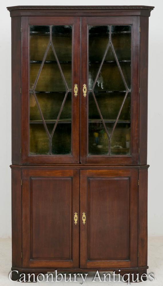George II Mahogany Corner Cabinet Display Glazed 1750