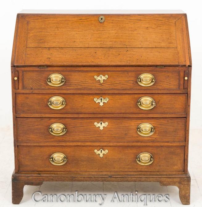 George III Elm Bureau Desk Chest Drawers 1800