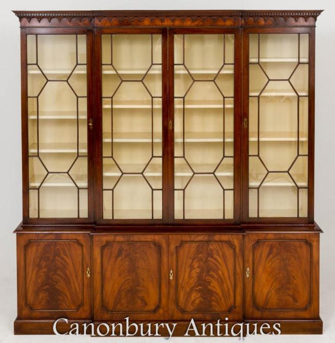Georgian Breakfront Bookcase Mahogany