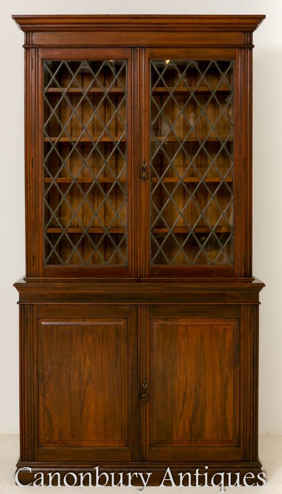 Late Victorian Mahogany Bookcase Cabinet 1890