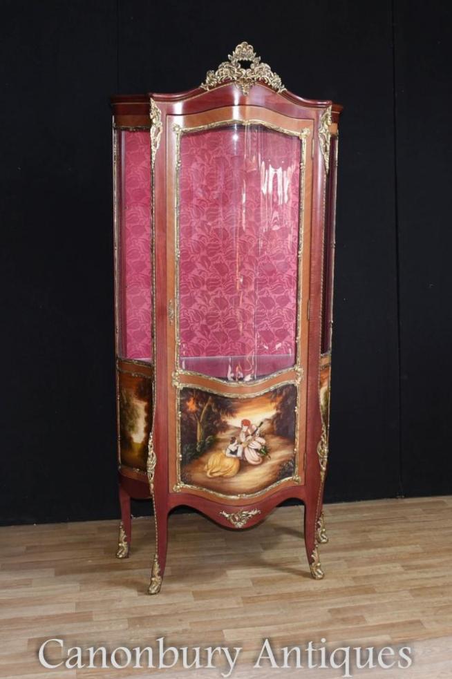 Louis XVI Kingwood Display Cabinet Painted Vernis Martin Plaques