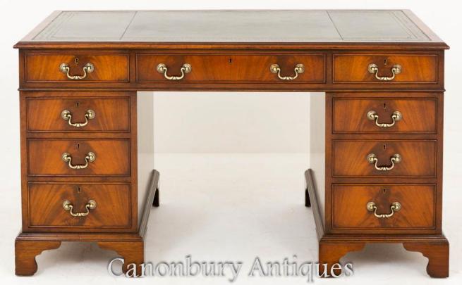 Mahogany Georgian Pedestal Desk Knee Hole