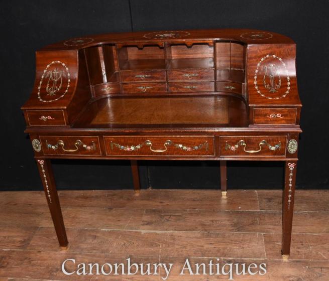Mahogany Regency Carlton House Desk Painted Bureau