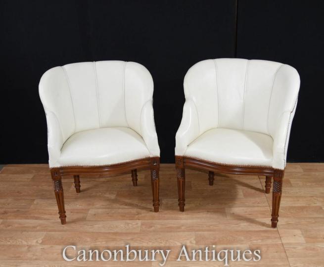 Pair Art Deco Shell Club Arm Chairs Chair Seats