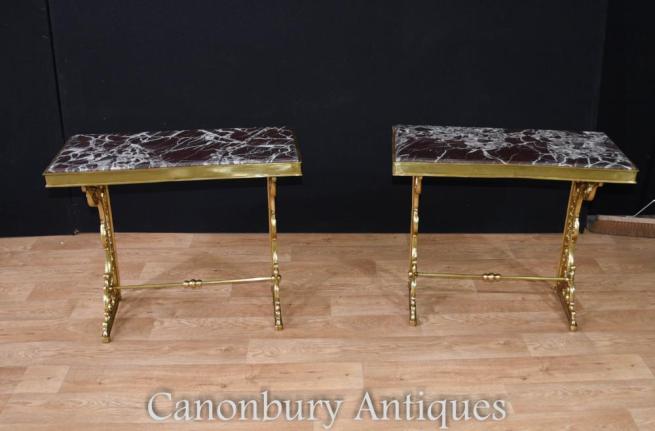 Pair French Empire Gilt Console Tables Ormolu