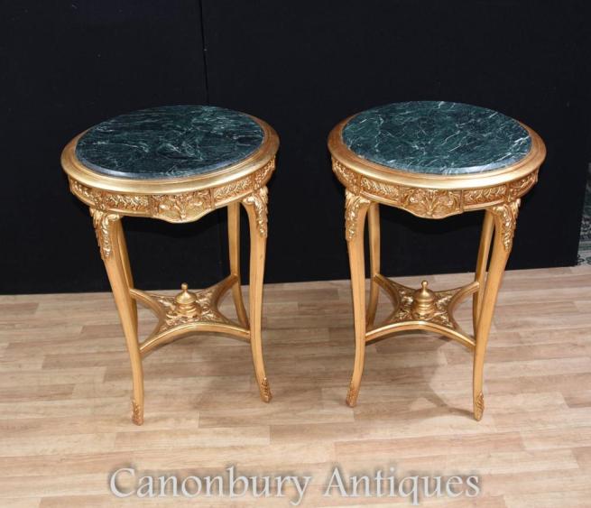 Pair French Louis XVI Gilt Side Tables