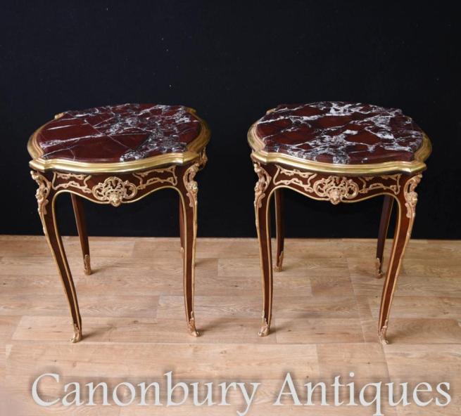 Pair Kingwood French Side Tables Cocktail Table Empire
