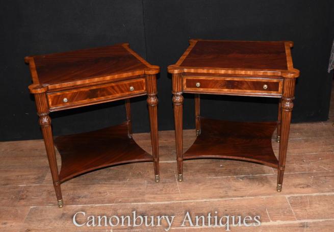 Pair Regency Mahogany Side Tables Cocktail Table