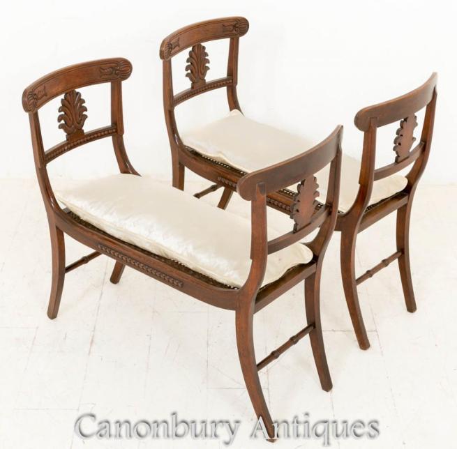 Pair Regency Simulated Rosewood Stools Window Seats 1800