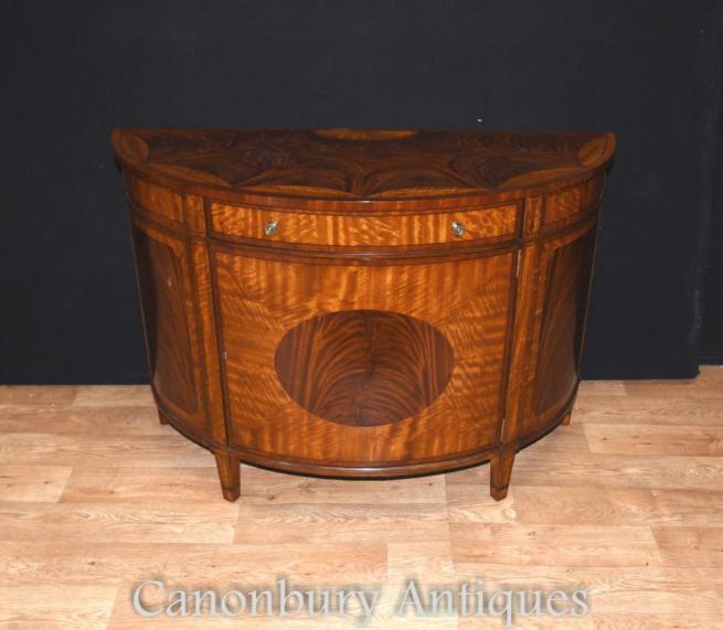 Regency Demi Lune Cabinet Satinwood Server