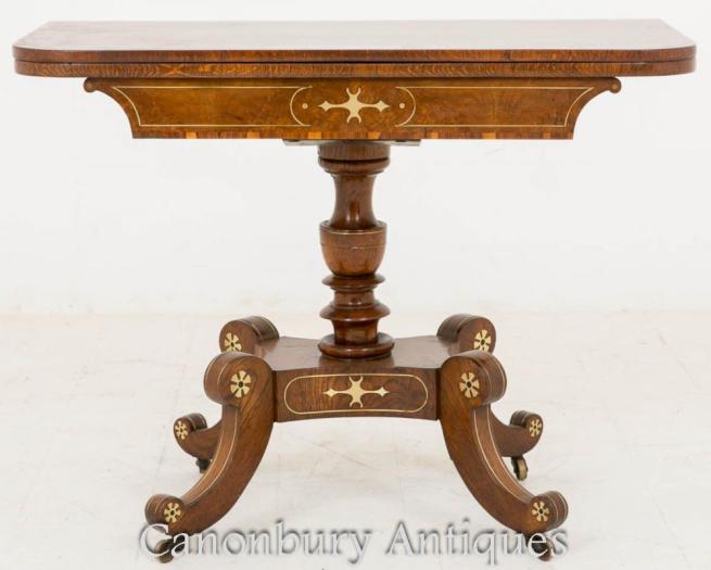 Regency Inlaid Tea Side Table Pollard Oak