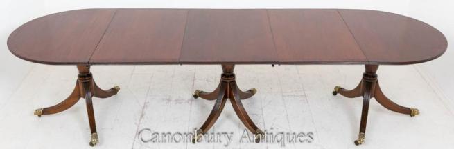 Regency Mahogany Pedestal Dining Table Extending