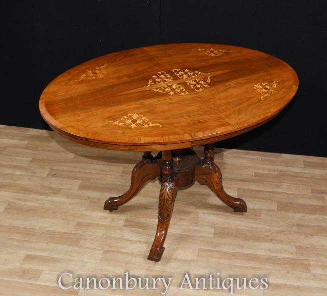 Regency Oval Loo Table Tilt Top Marquetry Inlay