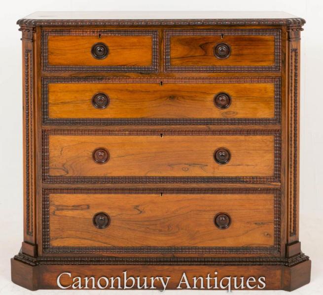 Rosewood Victorian Chest Drawers Commode 1860