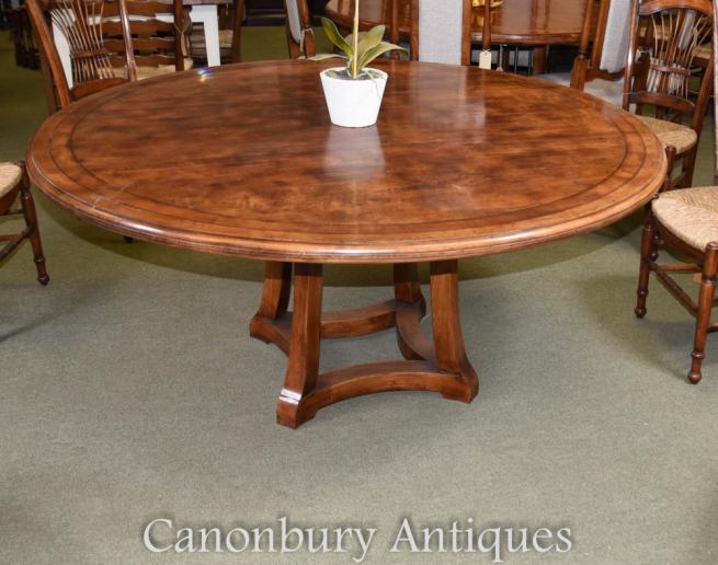 Round Oak Wood Refectory Dining Table Kitchen Diner