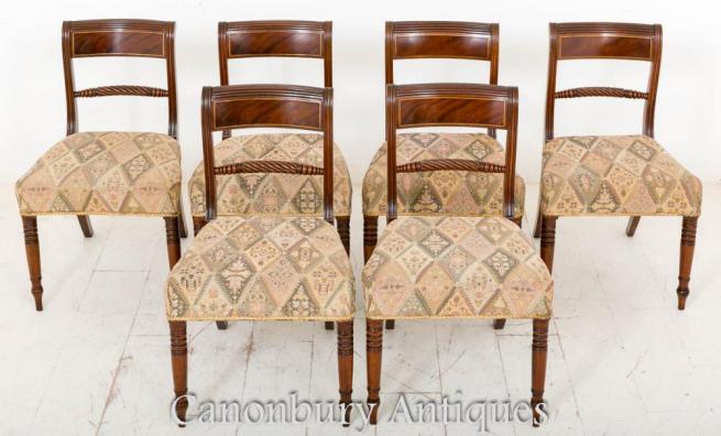 Set 6 Regency Mahogany Dining Chairs