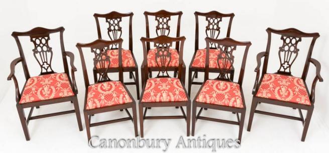 Set 8 Mahogany Chippendale Dining Chairs