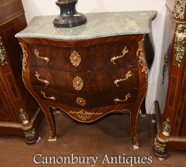 Single Bombe Commode Chest of Drawers French Empire
