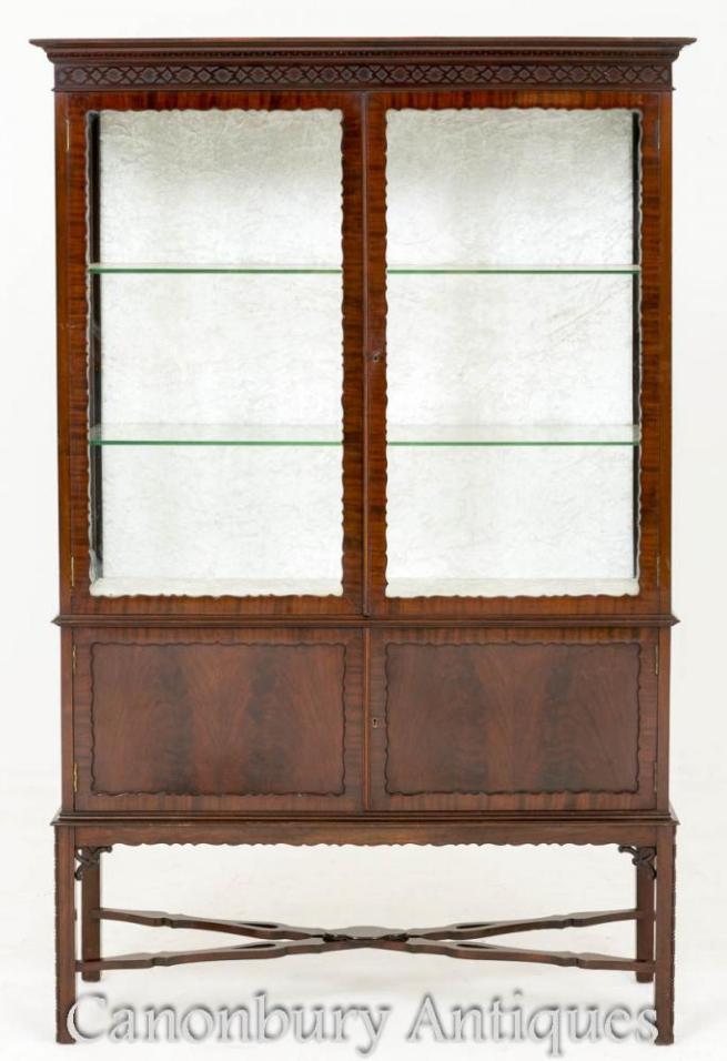 Victorian Chippendale Mahogany Display Cabinet