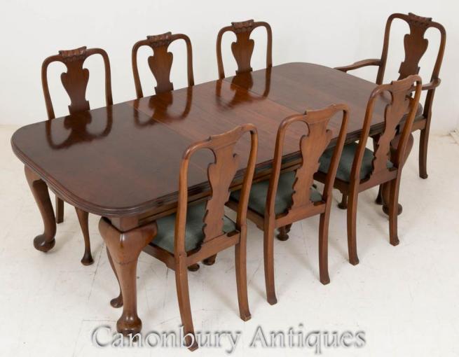 Victorian Dining Set Mahogany Tables and Chairs 1900