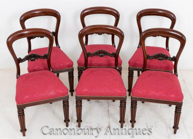 Victorian Mahogany Balloon Back Dining Chairs