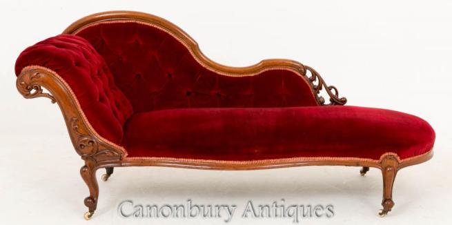Victorian Mahogany Chaise Longue Couch 1860