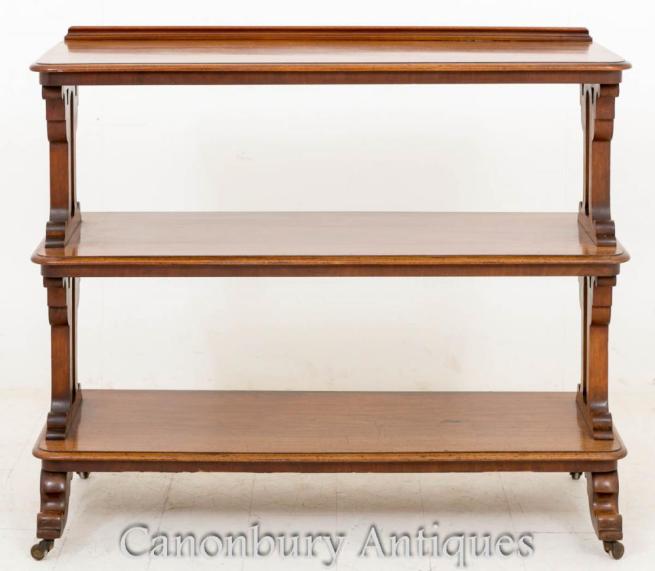 Victorian Mahogany Dumb Waiter Bookcase Shelf 1860