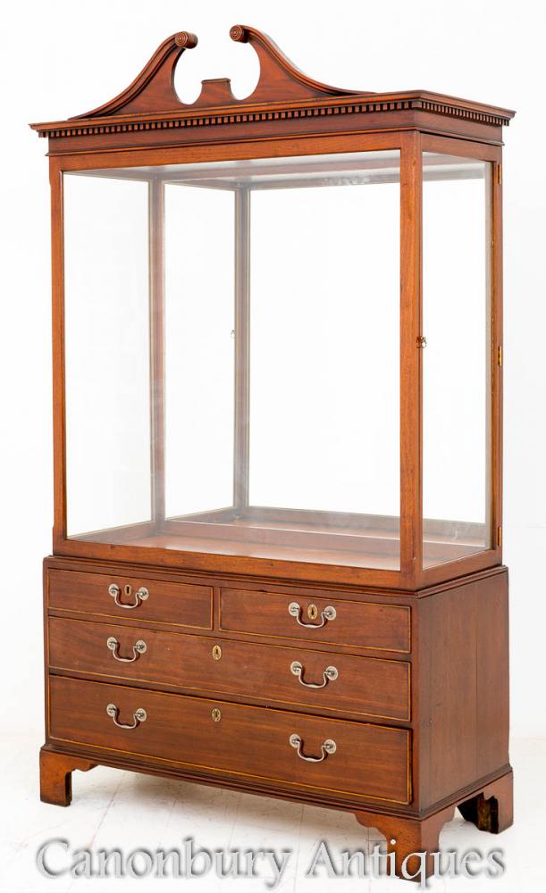 Victorian Mahogany Specimen Display Cabinet Chest 1880
