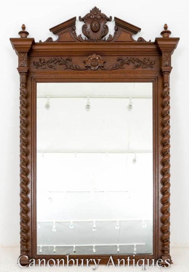 Victorian Oak Pier Mirror Hand Carved