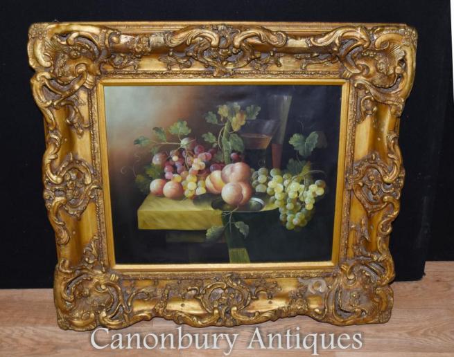 Victorian Still Life Oil Painting Fruit Gilt Frame