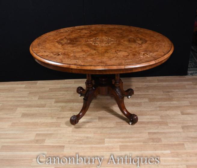 Victorian Walnut Centre Table Loo Tables Marquetry Inlay
