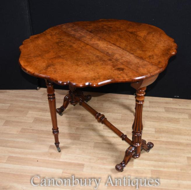 Victorian Walnut Drop Leaf Side Table