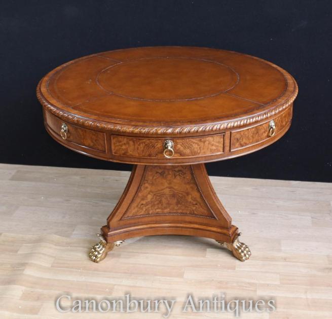 Walnut Regency Centre Table Tripartite Base Dining Tables