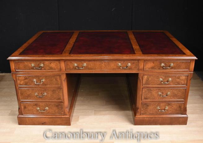 Walnut Victorian Partners Desk Office Writing Table