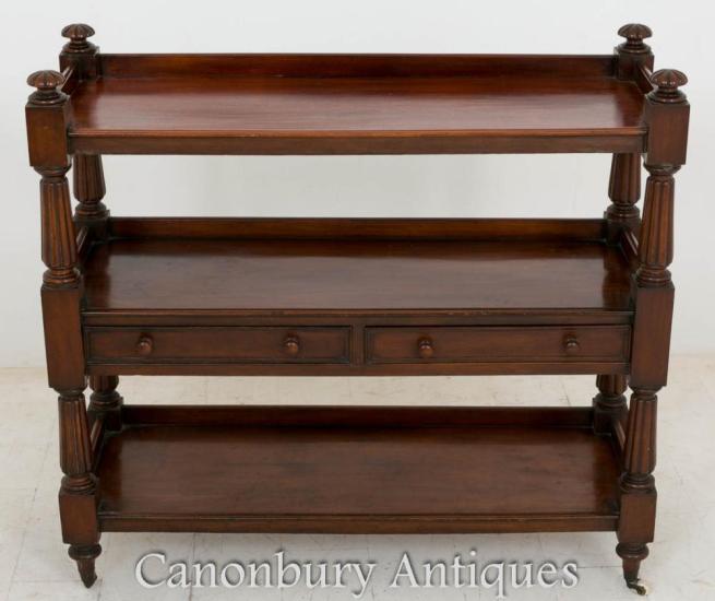 William IV Dumb Waiter Mahogany Bookcase Shelf 1800