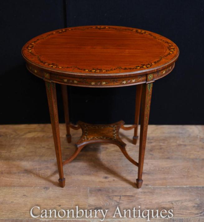 Edwardian Painted Oval Side Table Cocktail Tables