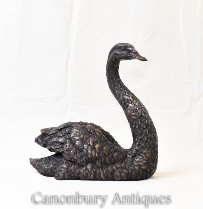 English Bronze Swan Statue Royal Bird Casting
