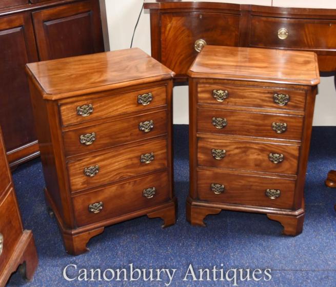 Pair Georgian Chest of Drawers Mahogany Nightstands 1850