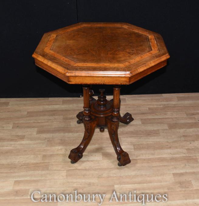 Regency Octagonal Side Table Walnut Tables