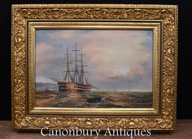 Victorian Oil Painting Maritime Sea Scape Signed James Webb