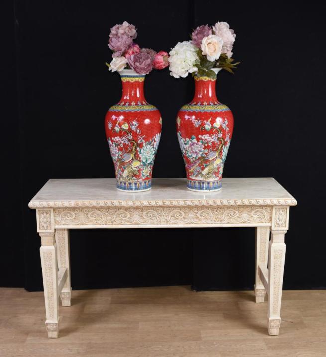 Chinese Bone Hall Table Hand Carved Bone Console Tables