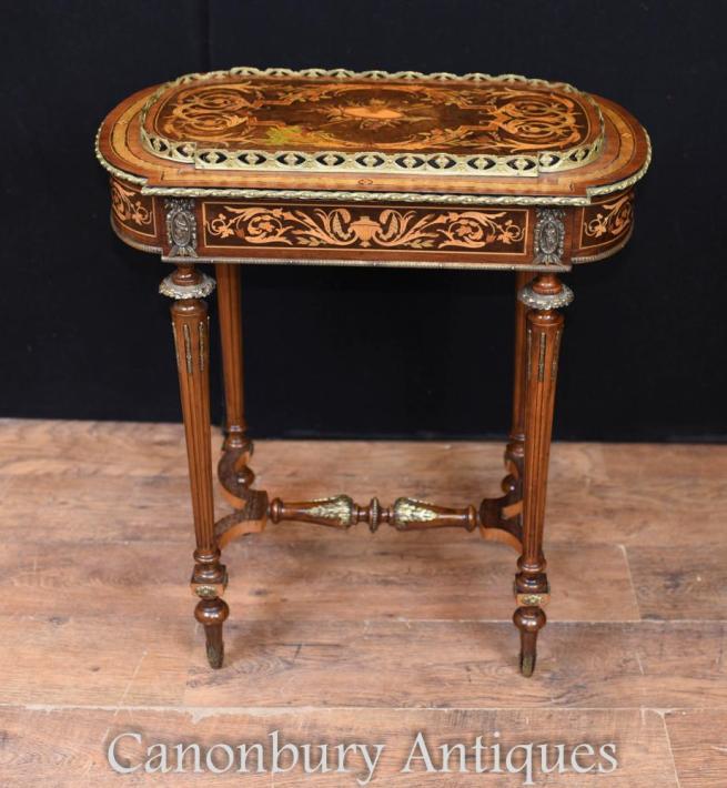 Antique French Side Table Planter - Louis XVI Inlay Circa 1880