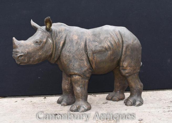 Bronze Rhino Statue African Rhinocerus Casting