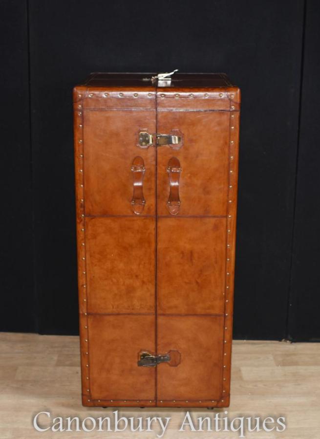 English Leather Campaign Chest of Drawers Dressing Cabinet