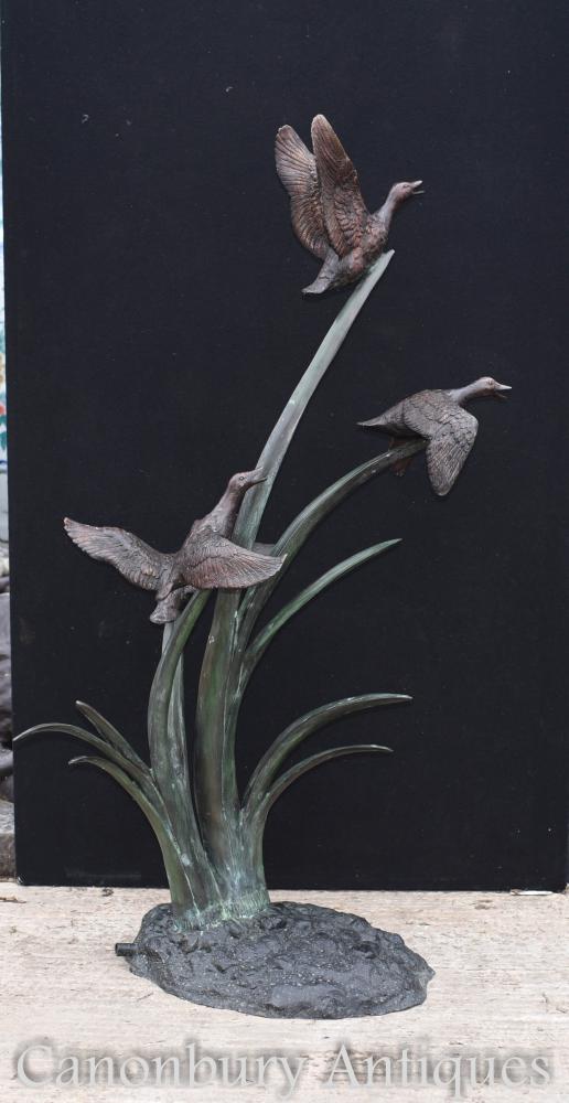 Large Bronze Geese Fountain Garden Water Feature Statue Ducks Birds