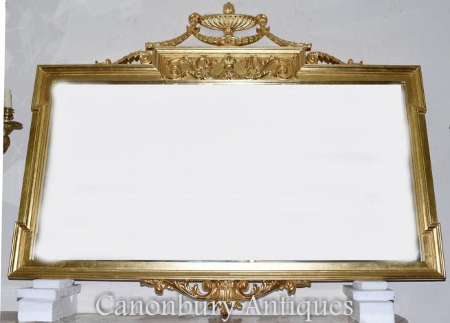 Large Regency Adams Mantle Mirror Gilt Glass